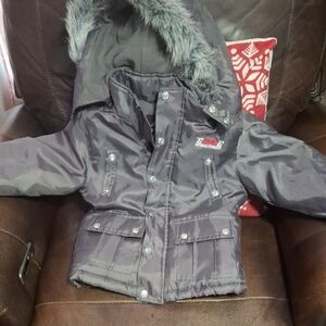 Enyce Black Puffer Jacket with Fur Hood